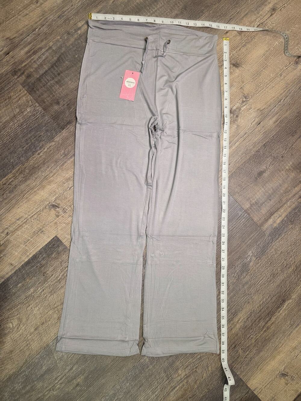 ADANIKI Womens Lounge Pants Size XL Light Gray 100% Modal Wide Leg Drawstring NW